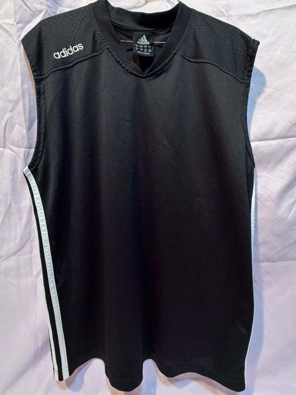 Adidas Basketball Jersey Size L Black Mesh Tank Top